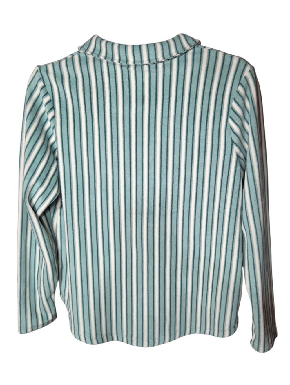 Cuddl Duds Green White Striped Pajama Set Long Sleeve Top Pants M - Picture 3 of 10